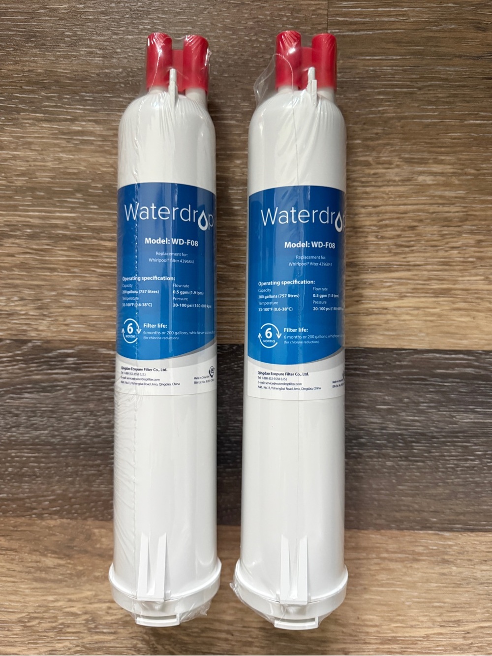 Waterdrop WD-F08 Refrigerator Water Filter Replacement - White (2-Pack)